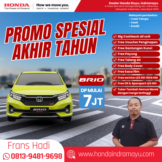 Promo Honda Brio Satya Spesial Akhir Tahun - Honda Eiuyu indramayu, cirebon